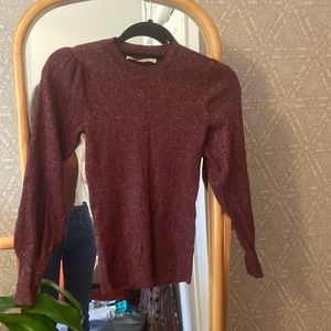 Loft - Burgundy, Crewneck Sweater - XS